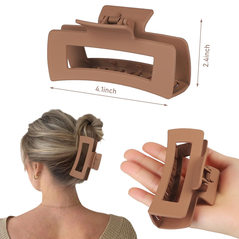 CHANDAT clips cheveux rectangle grand marron-clair, style moderne et pratique au quotidien.