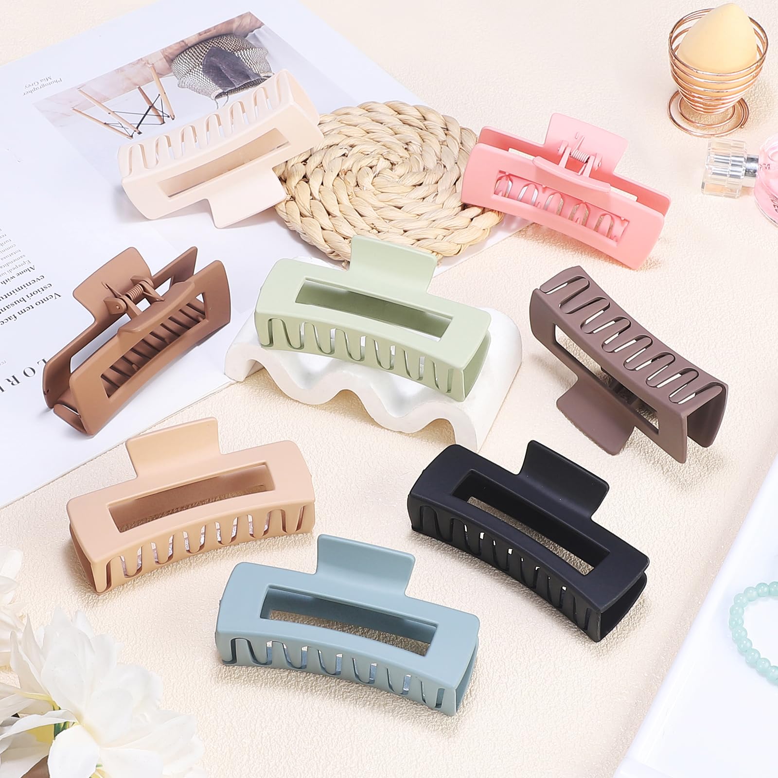 CHANDAT clips cheveux rectangle grand marron-fonce, fixation solide sans glissement.