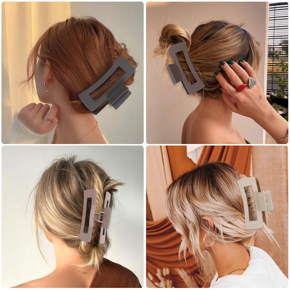 CHANDAT pinces-cheveux rectangles noir mat, prise sûre pour cheveux épais.