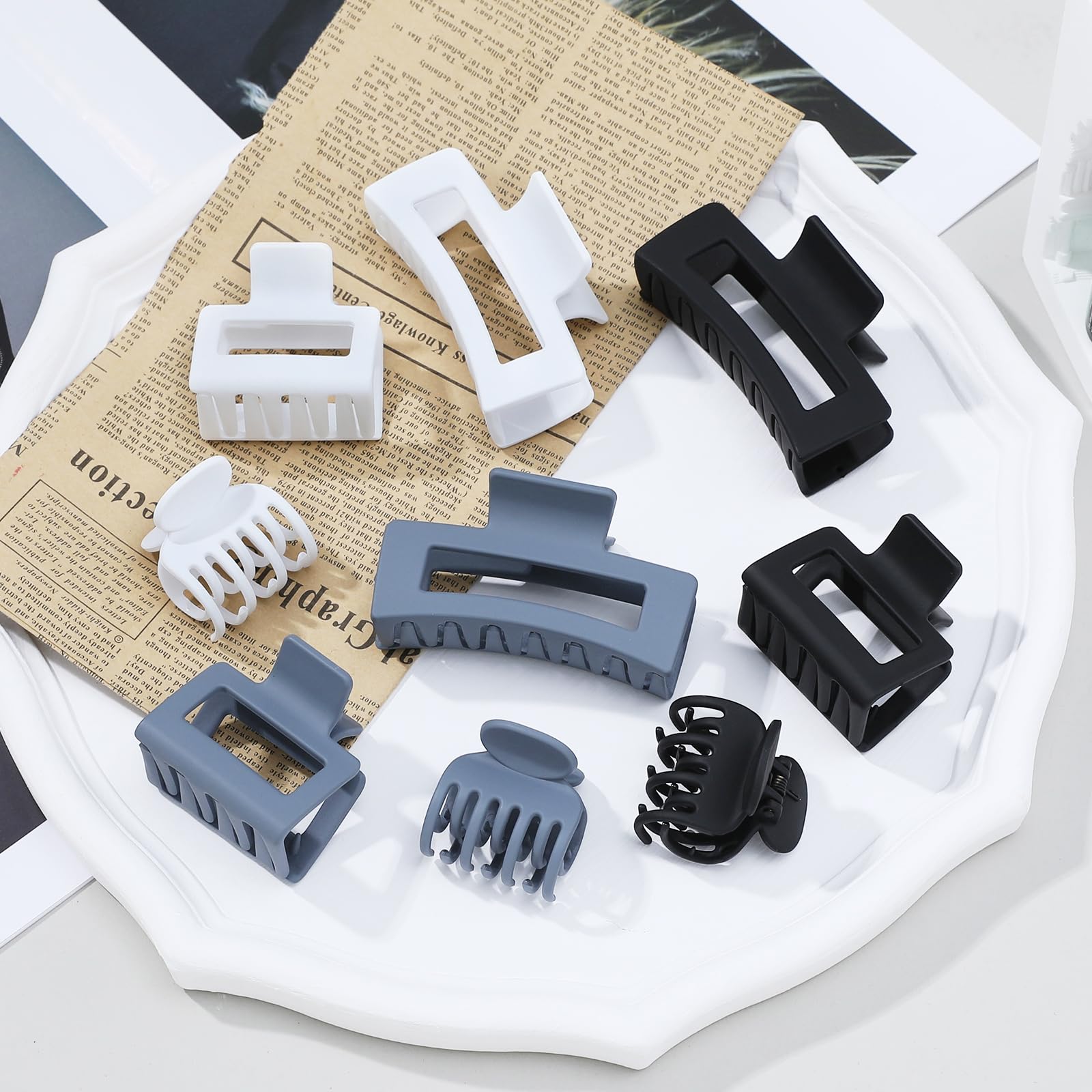 CHANDAT pince rectangle gris 3-5 pouces, idéal pour cheveux épais.