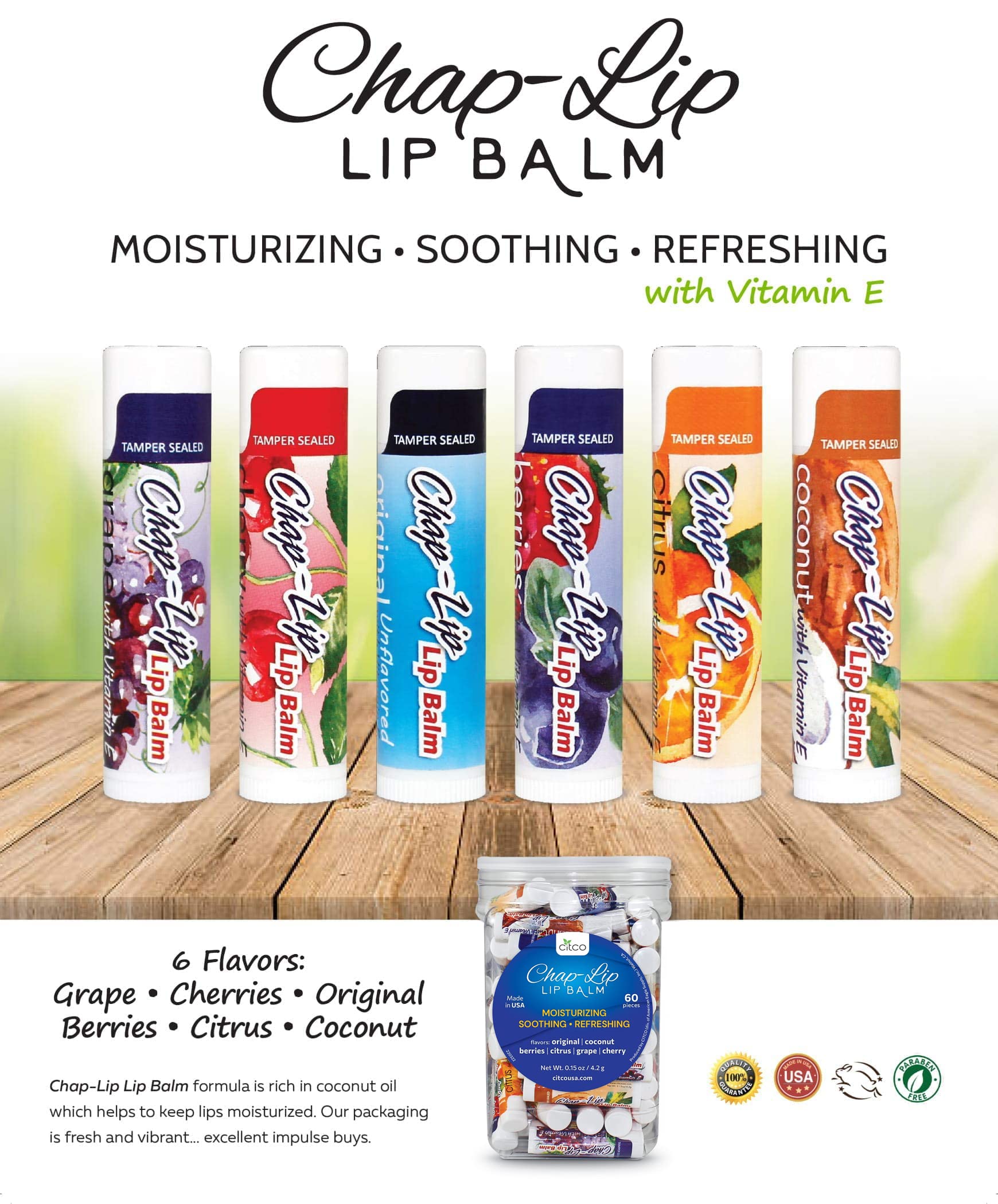 Chap-Lip baume à lèvres baies: parfum discret et hydratation rapide.