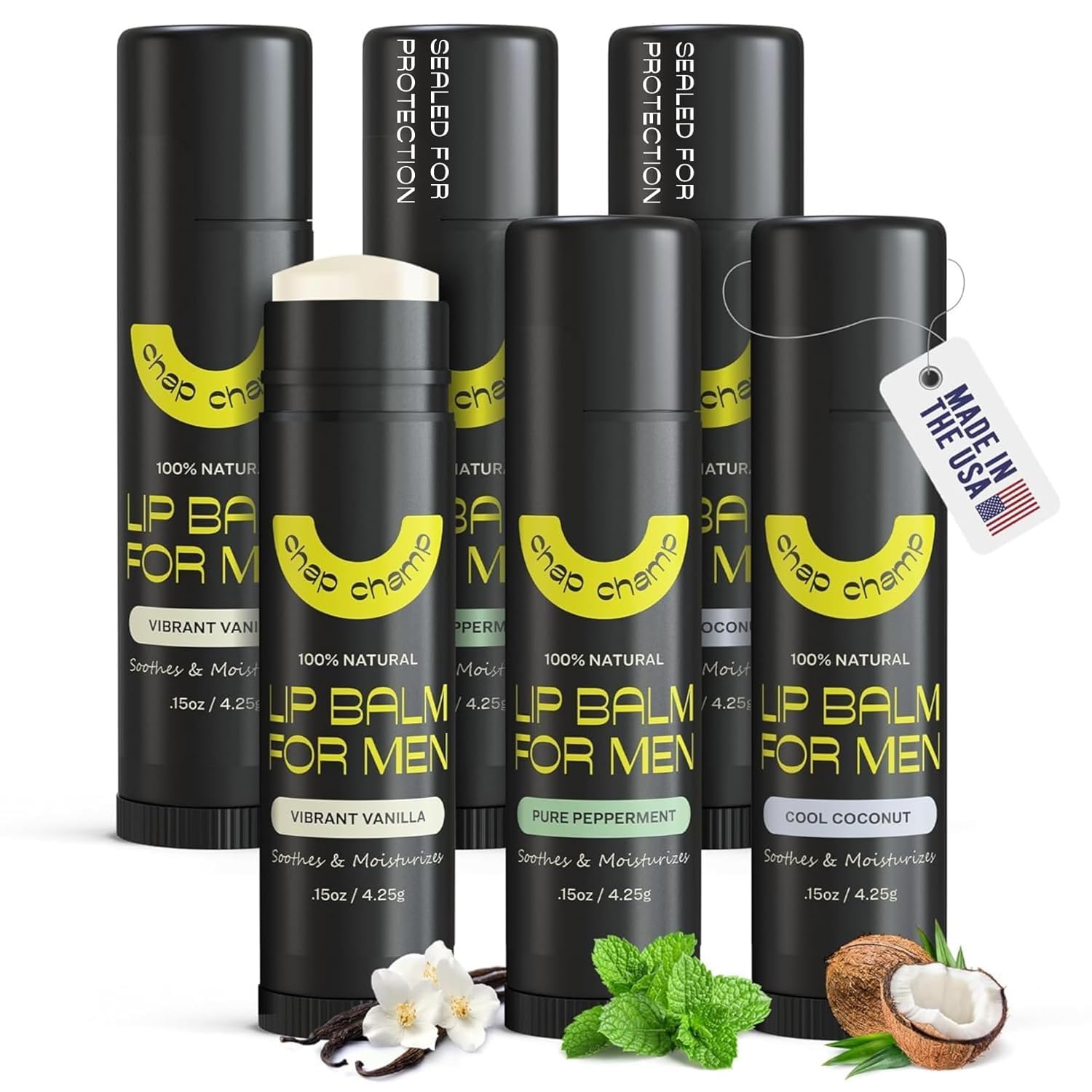 ChapChamp baume lèvres homme menthe poivrée pour rafraîchir et hydrater rapidement
