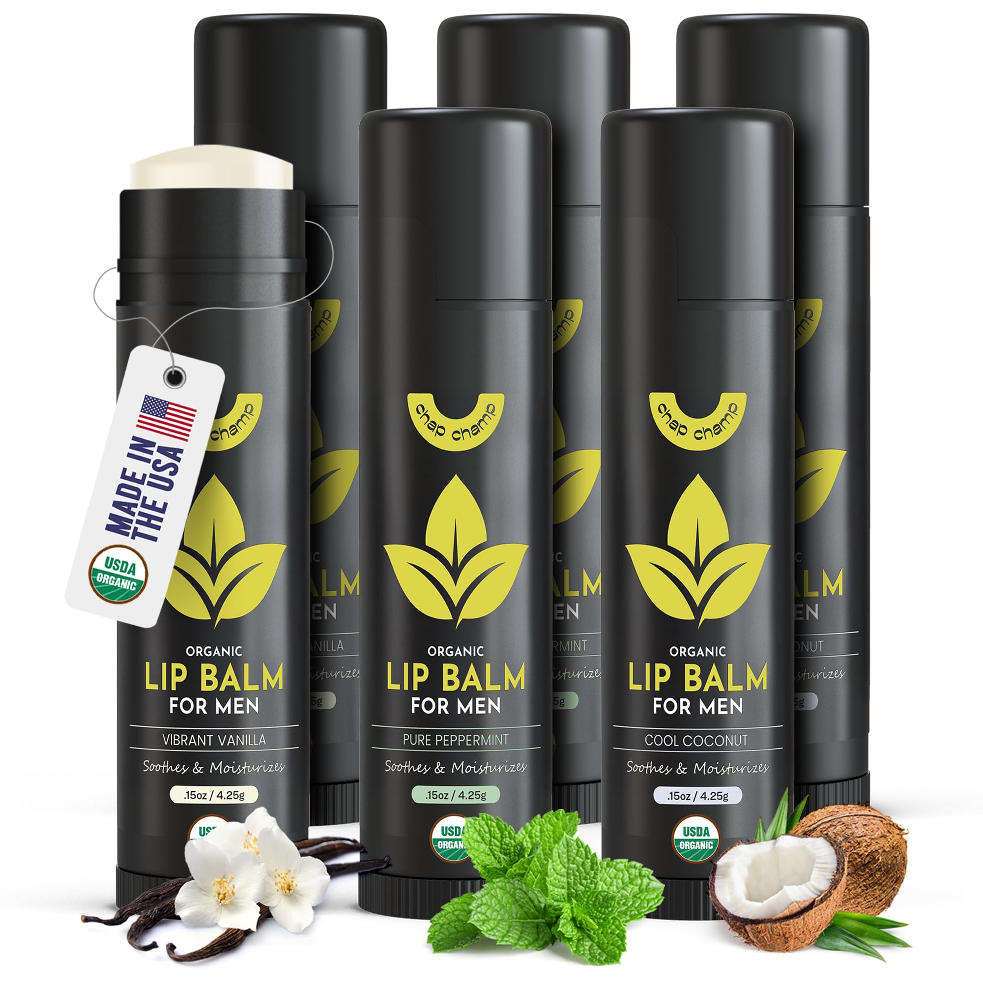 ChapChamp baume levres hommes menthe, hydratation rapide