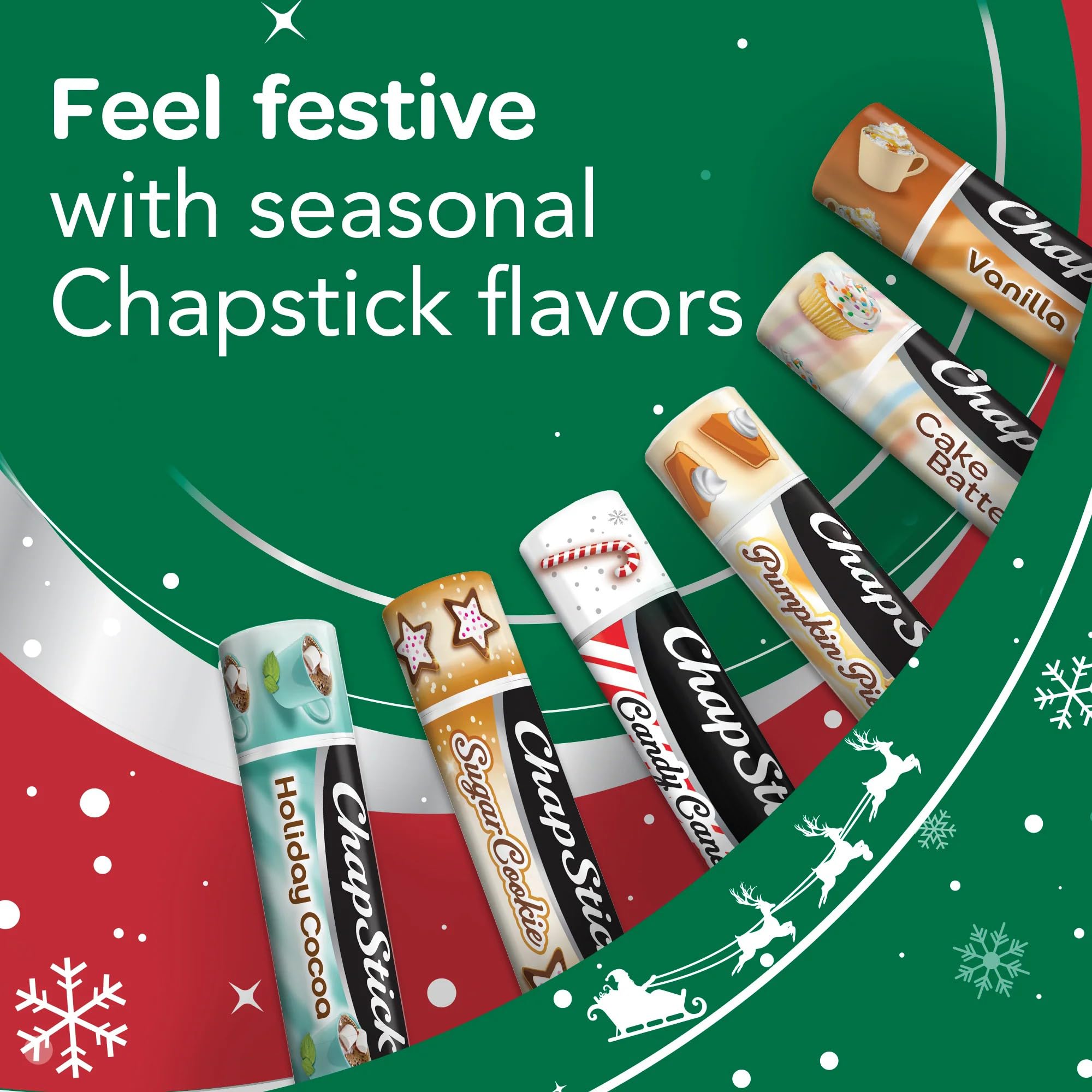 Base maquillage idéale avec ChapStick Candy Cane sous rouge à lèvres.