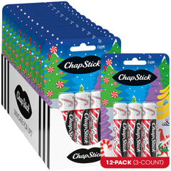 ChapStick Candy Cane en emballage festif, idéal pour les cadeaux hivernaux.