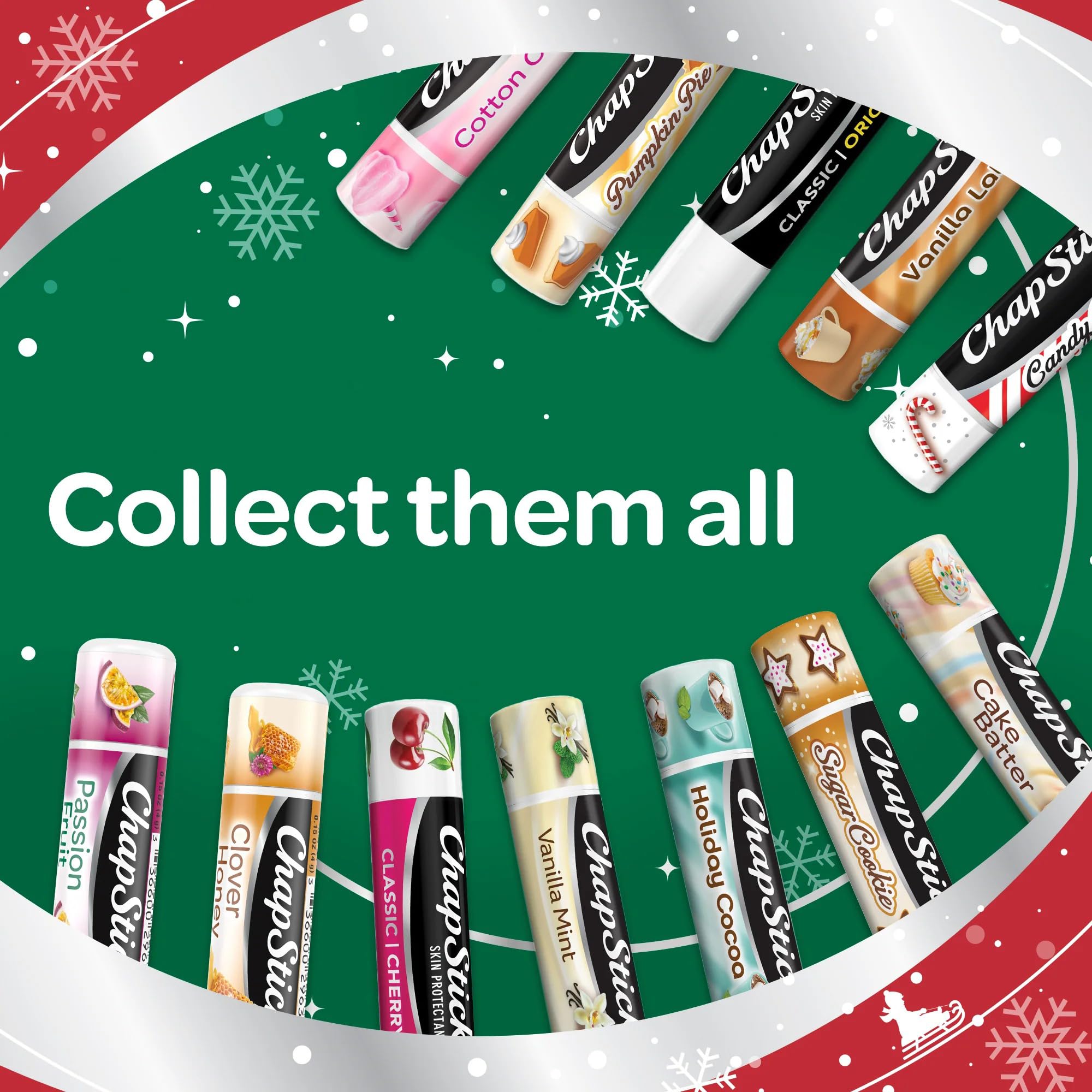 Parfum menthe frais ChapStick Candy Cane pour sensation rafraîchissante.