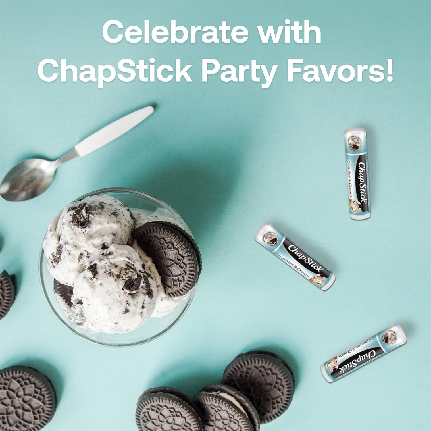 Baume ChapStick Cookies et Creme en paquet, hydratation rapide au quotidien.