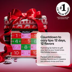 ChapStick Calendrier Avent ensemble 12 baumes lèvres, parfait pour l'hiver.