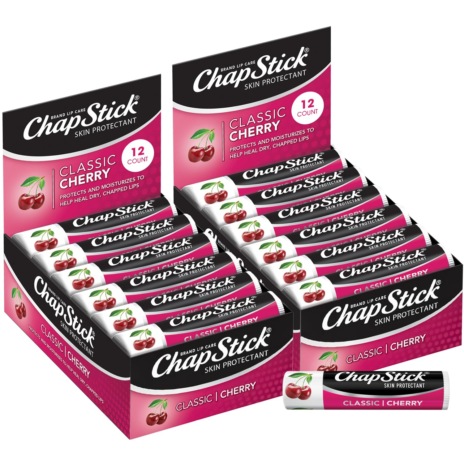 ChapStick cerise, baume à lèvres en blister, hydratation rapide