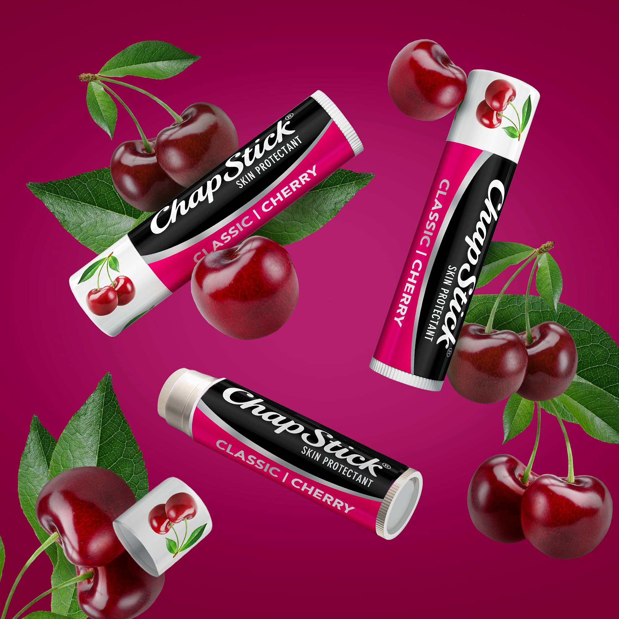 Pack de douze ChapStick Cerise, pratique pour un usage quotidien.