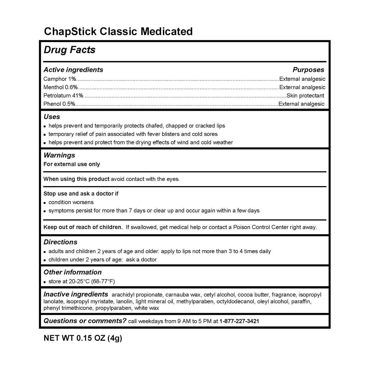 Confort frais après l’application grâce au menthol dans ChapStick Classic Médicamenteux.