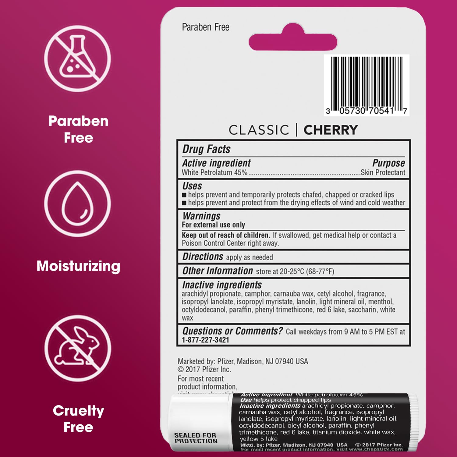 ChapStick cerise et original : base idéale sous rouge à lèvres.