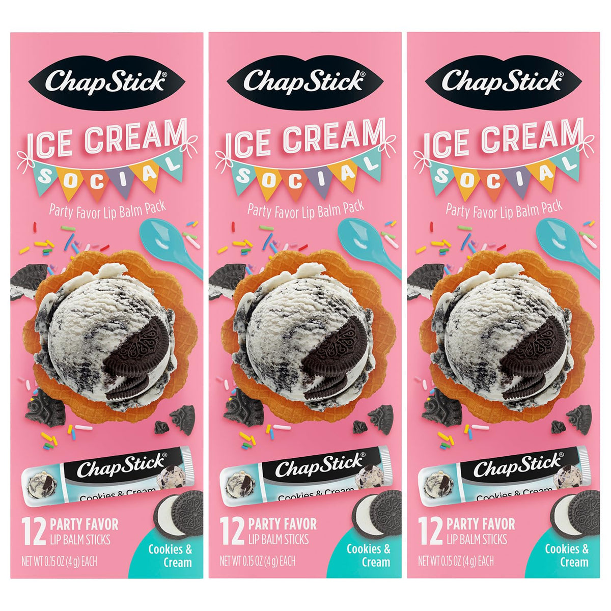 ChapStick Cookies et Creme: ensemble de 36 sticks, cadeau festif et pratique.