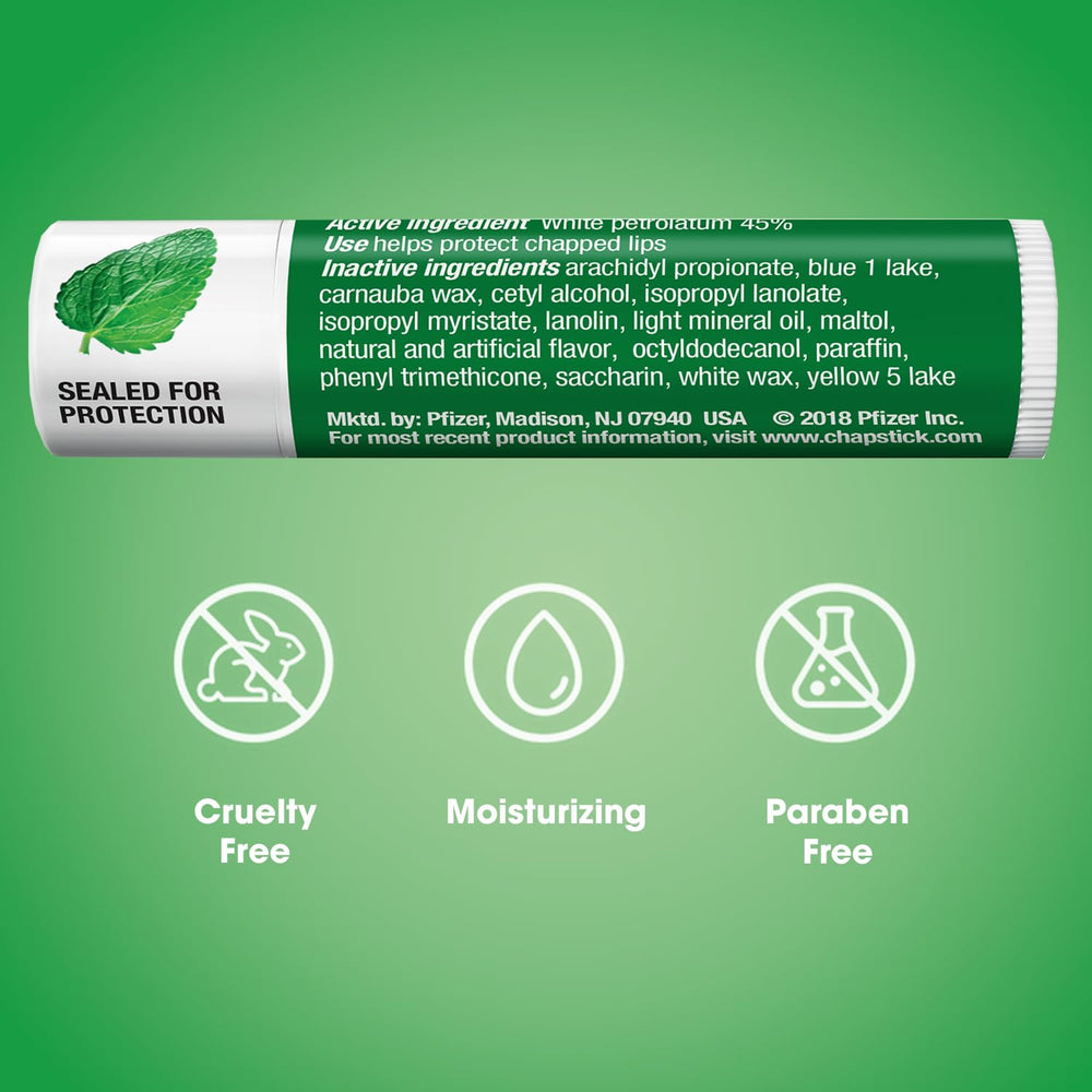 ChapStick frais menthe, sensation de fraîcheur durable.