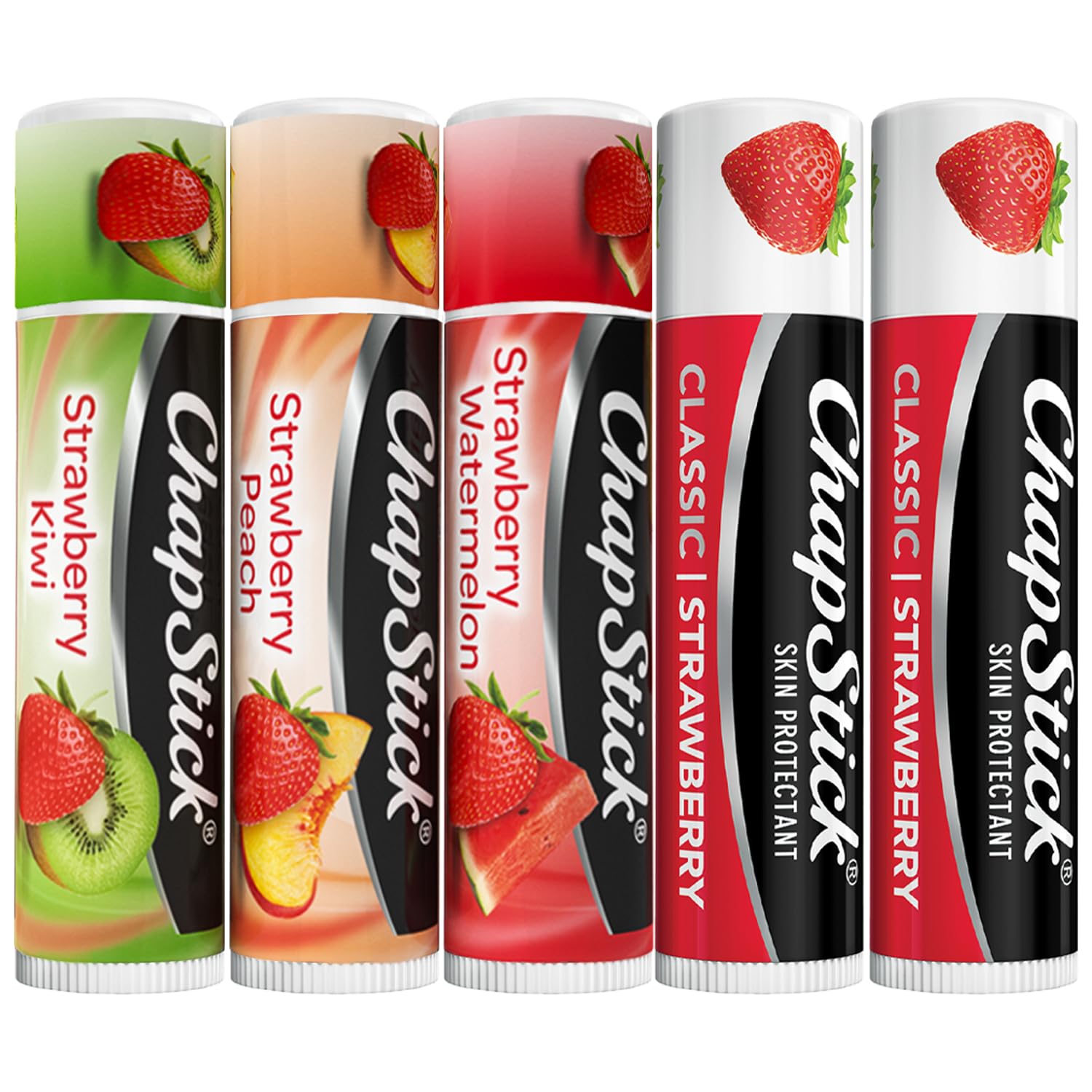 ChapStick fraise-kiwi emballage montrant le lot Remix pratique pour les déplacements.
