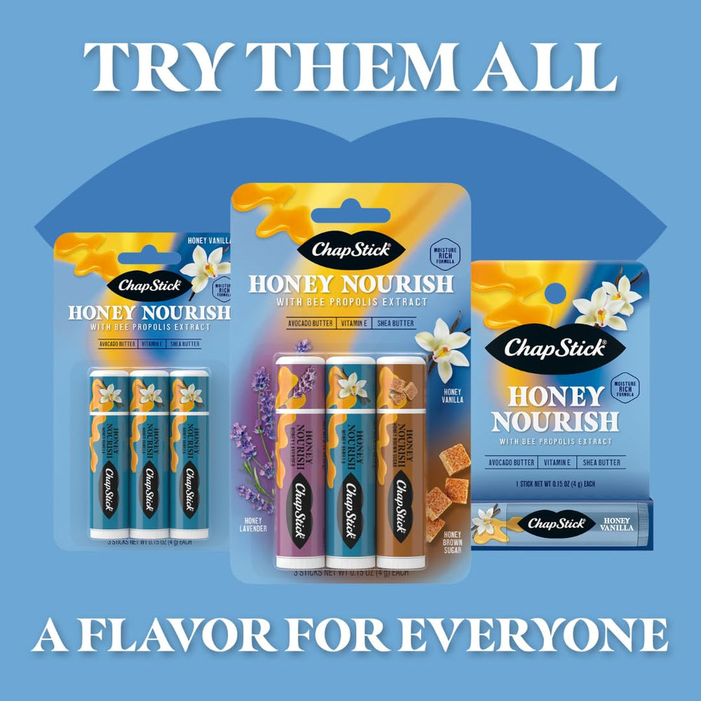 ChapStick Honey Nourish extrait de propolis, soin apaisant pour les lèvres.