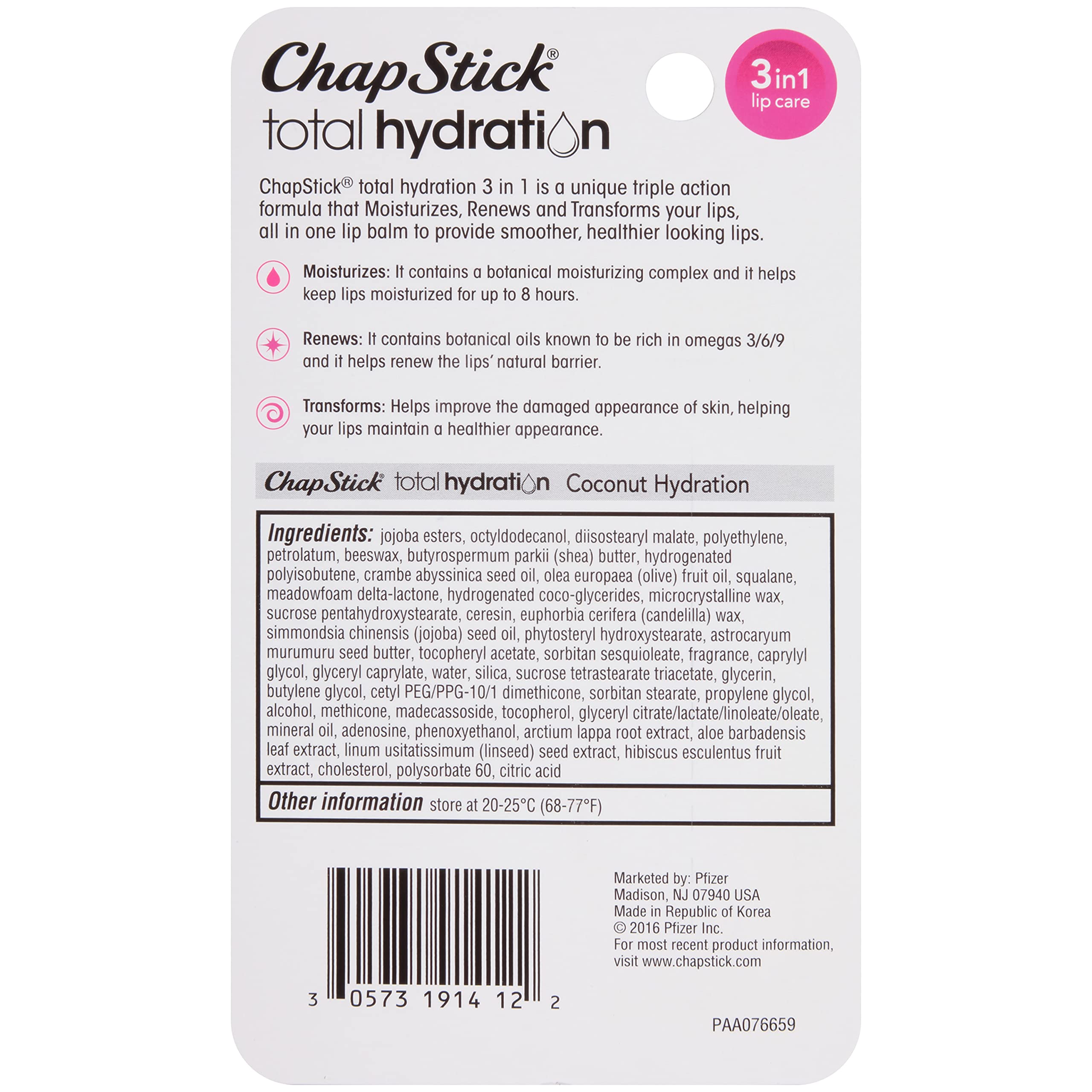 Usage quotidien avec ChapStick Total Hydration Coco au travail ou en déplacement.
