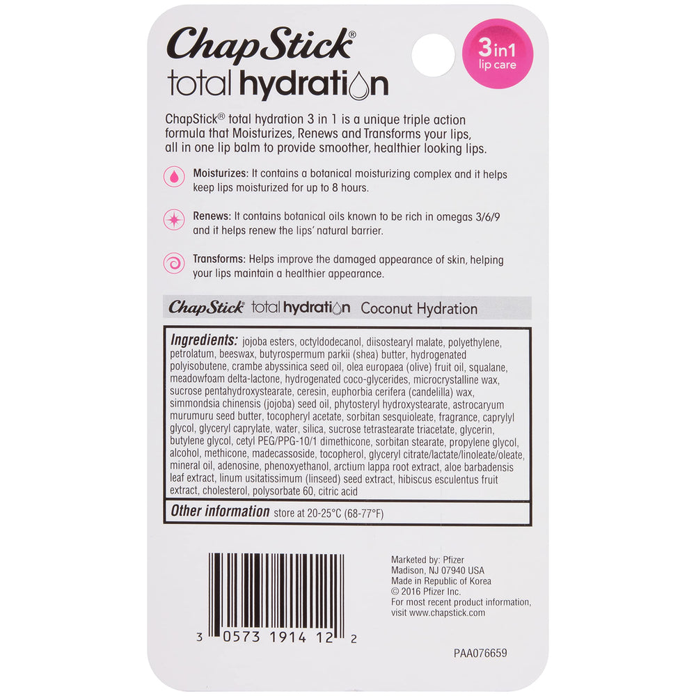 Usage quotidien avec ChapStick Total Hydration Coco au travail ou en déplacement.