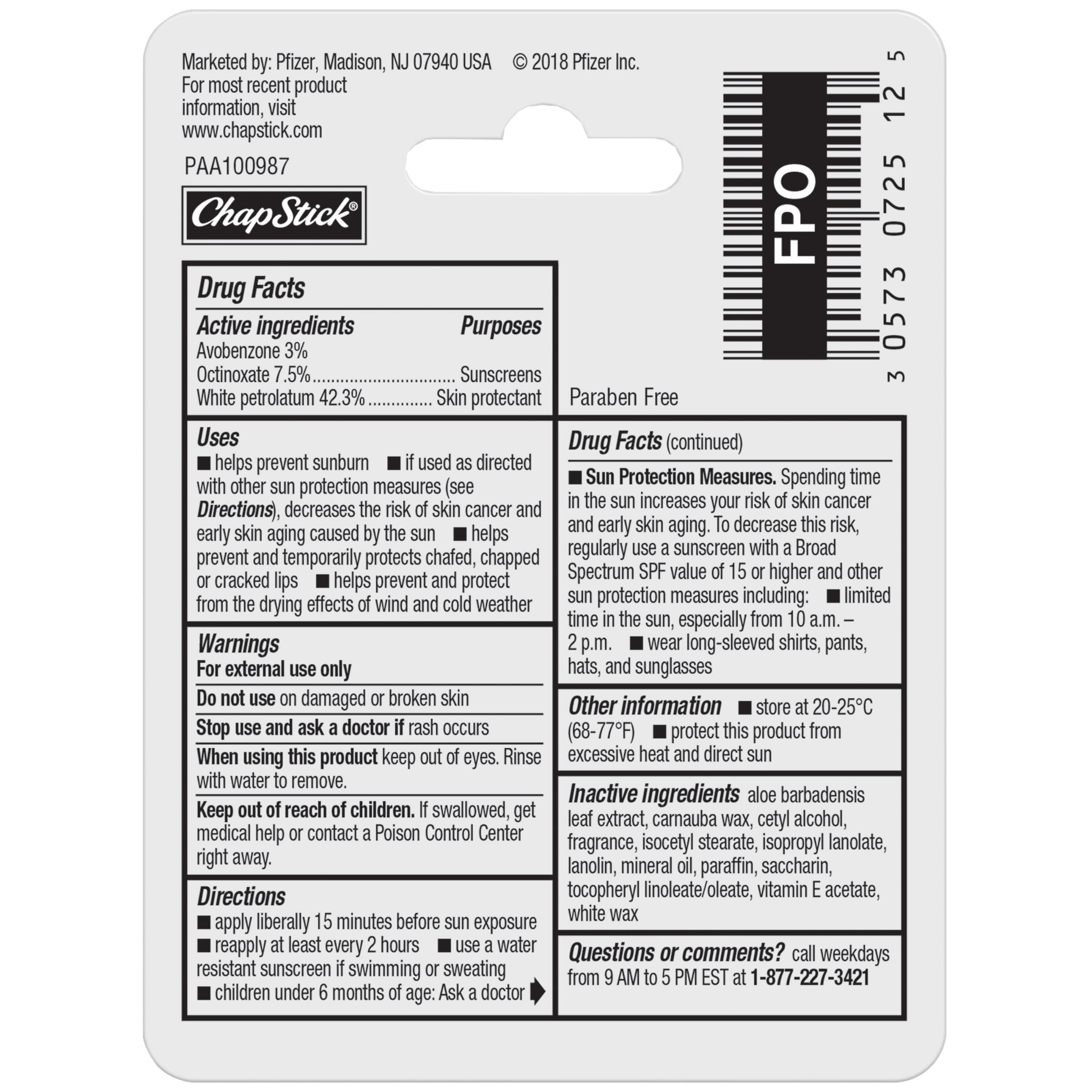 ChapStick Original Moisturizer protecting lips in dry air and wind