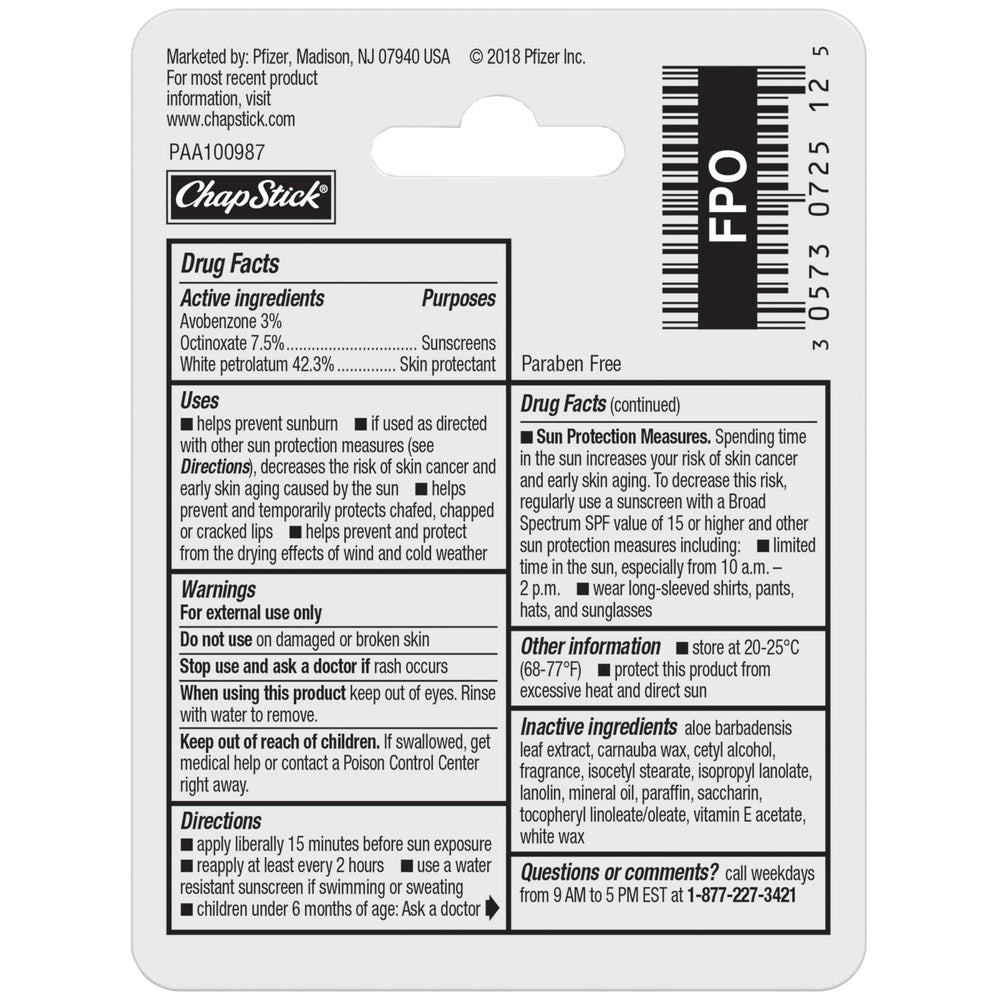ChapStick Original Moisturizer protecting lips in dry air and wind