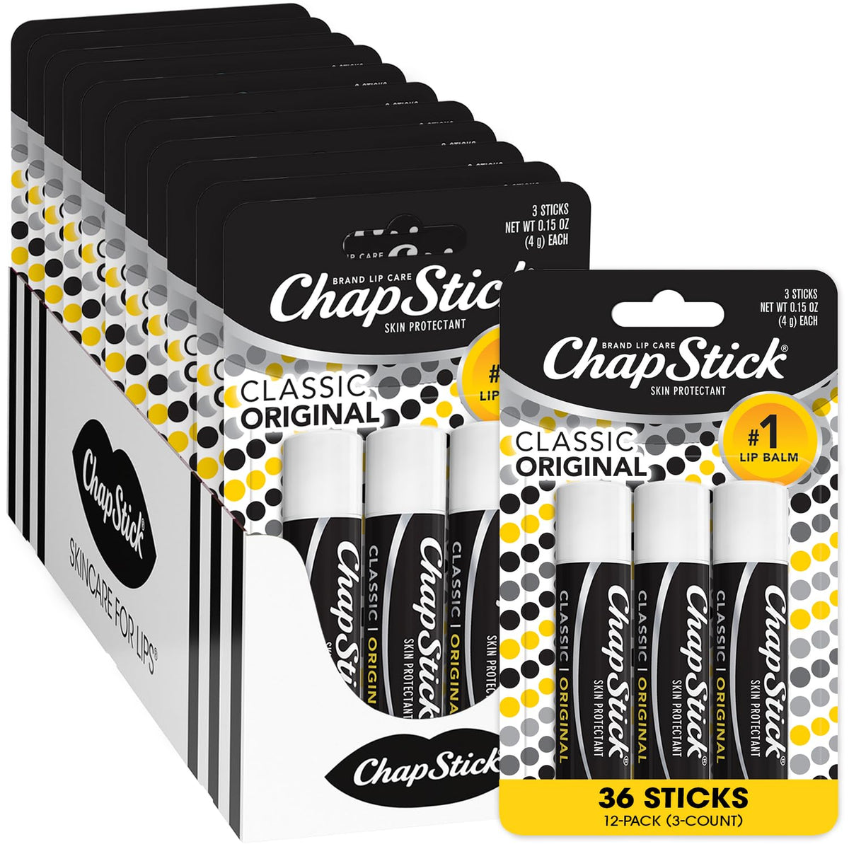 ChapStick Original en tubes 36: baume hydratant portatif pour lèvres sèches.
