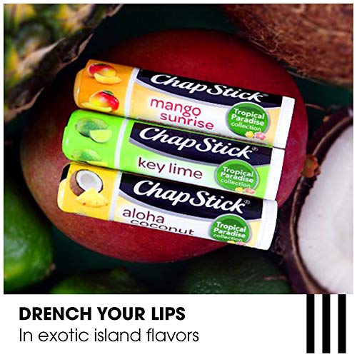 ChapStick saveur peches-creme, texture lisse qui apaise les lèvres sèches.