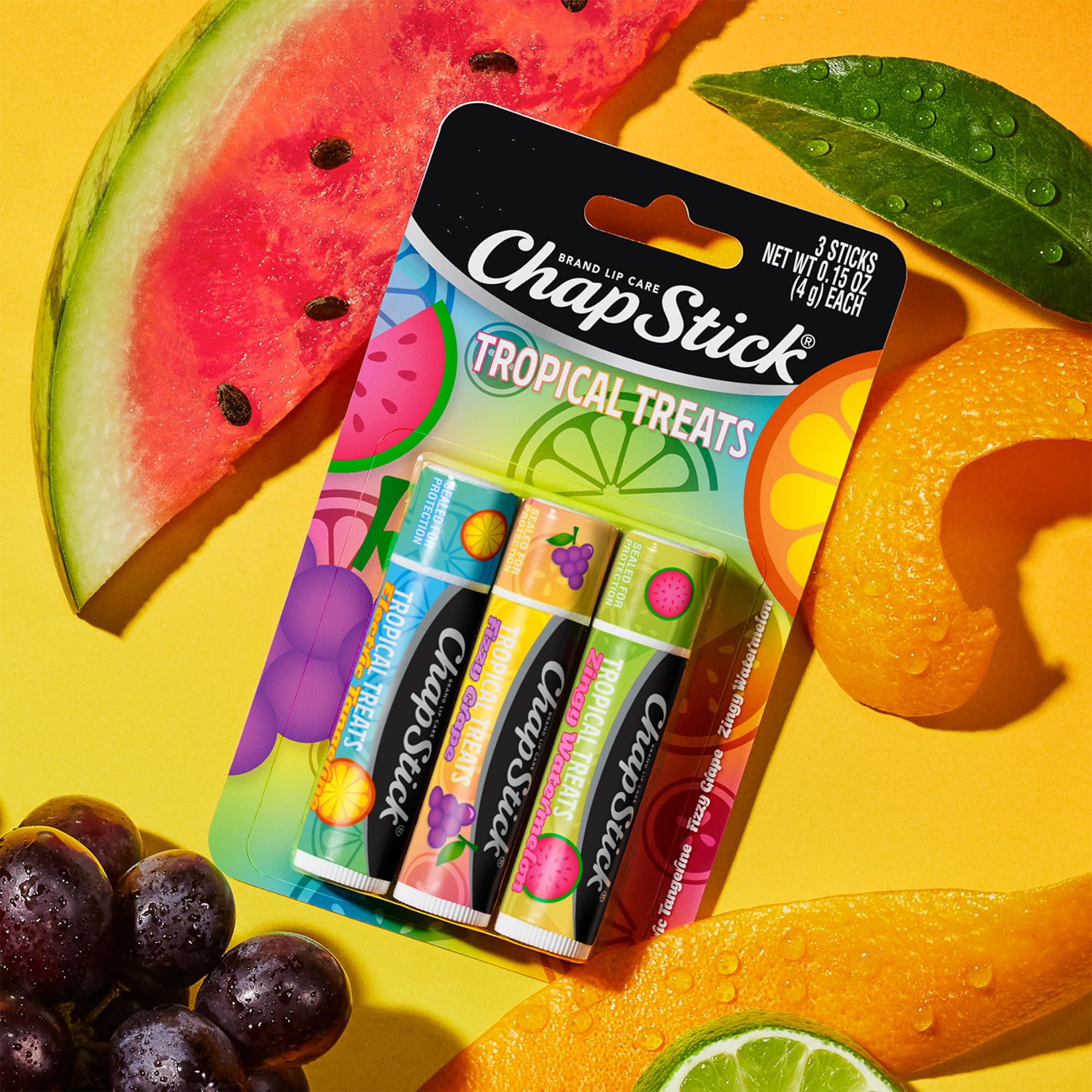 ChapStick Soin Lèvres mandarine électrique, format stick portable.