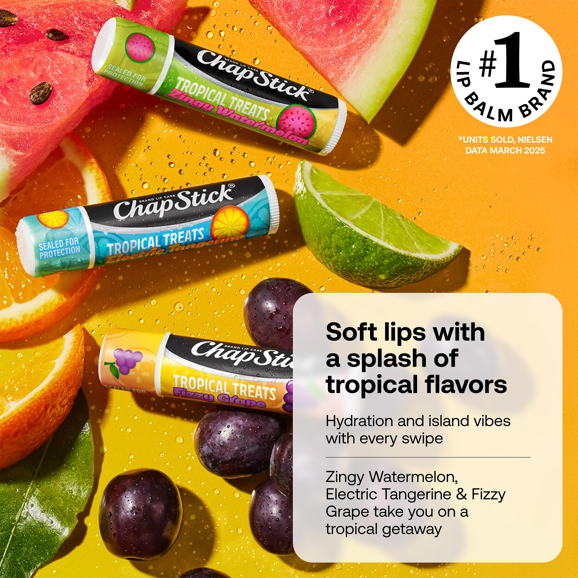 ChapStick Soin Lèvres raisin pétillant, hydratation rapide pour lèvres sèches.