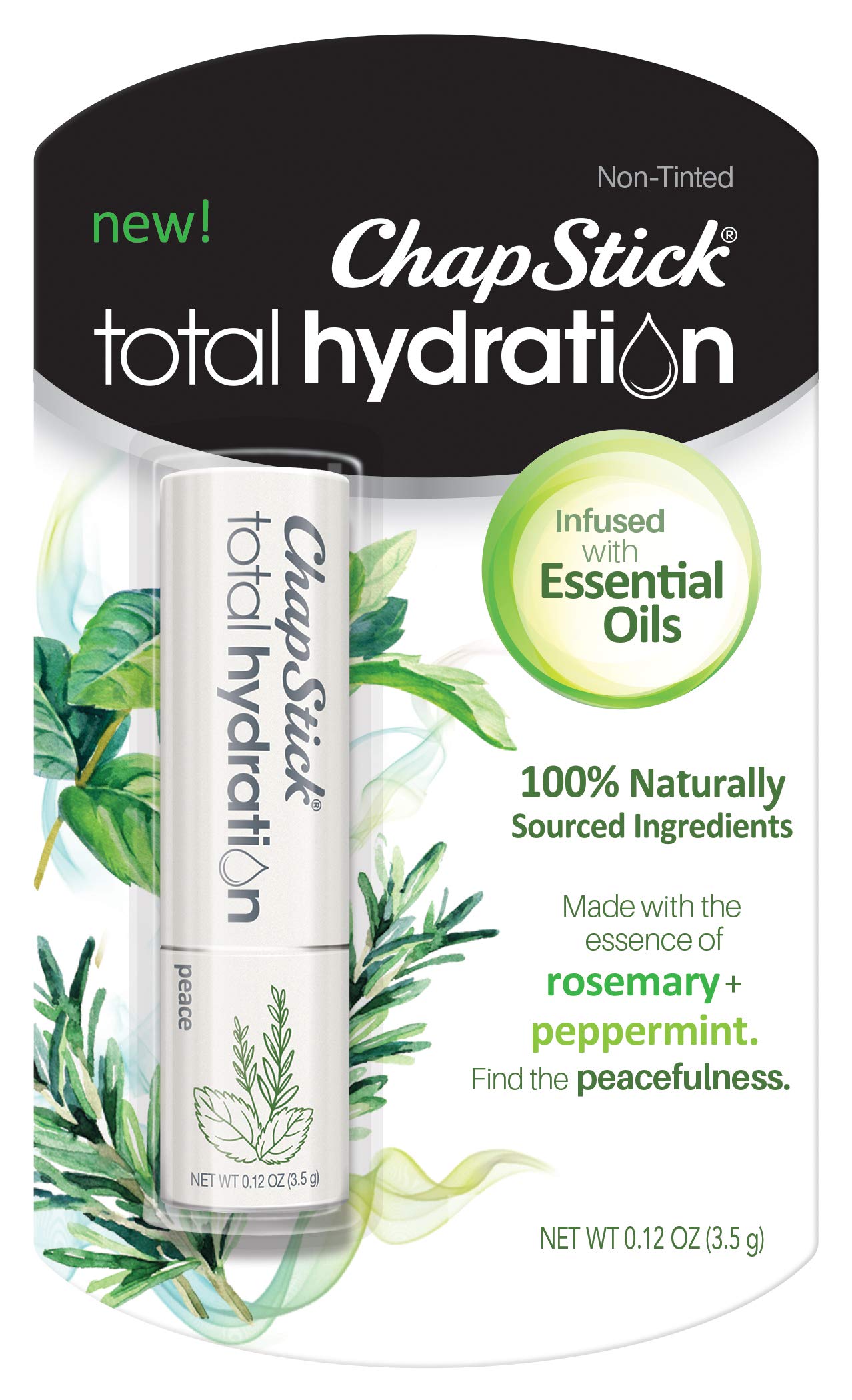 Baume ChapStick Total Hydration Paix en tube pour hydrater rapidement les lèvres.