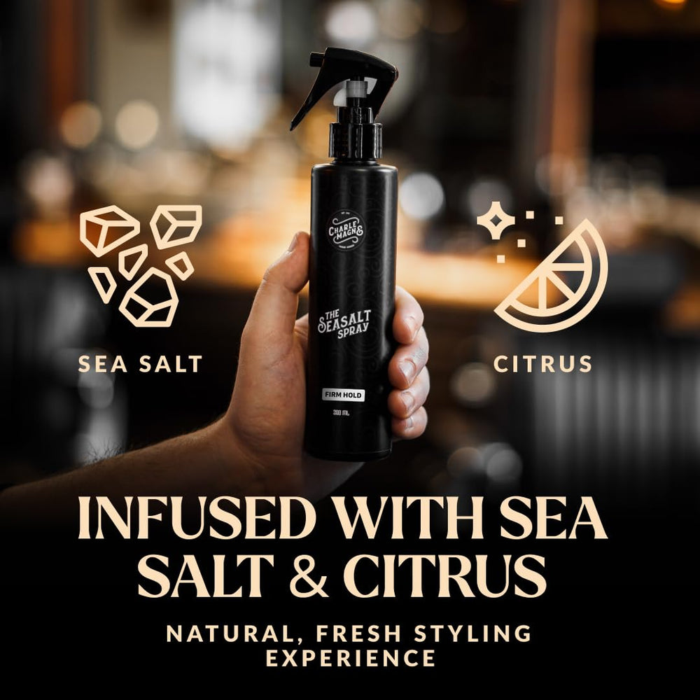 Charlemagne Spray Sel de Mer : coiffage rapide pour homme actif.