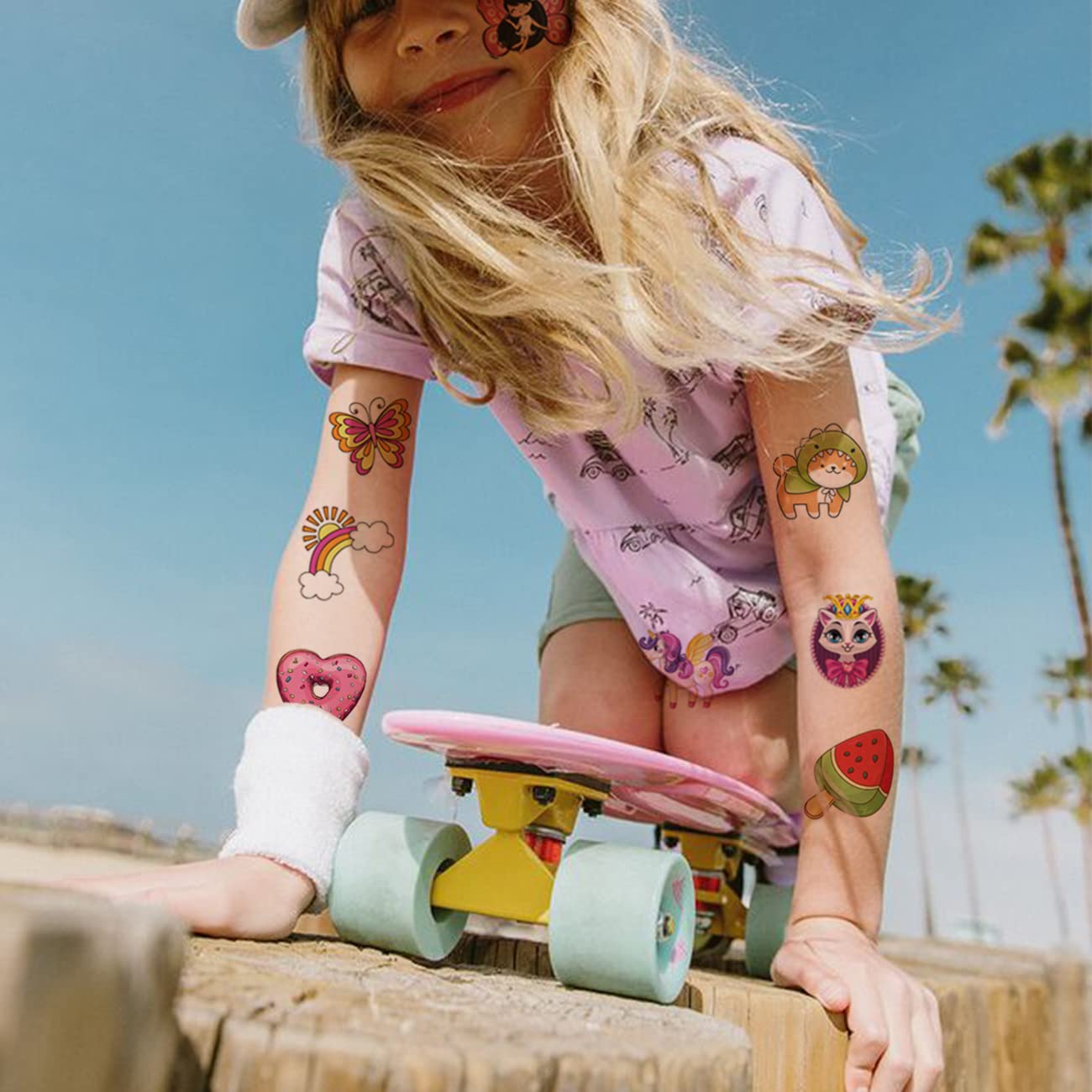 Tatouages CHARLENT - motifs colorés et variés attrayants pour enfants.