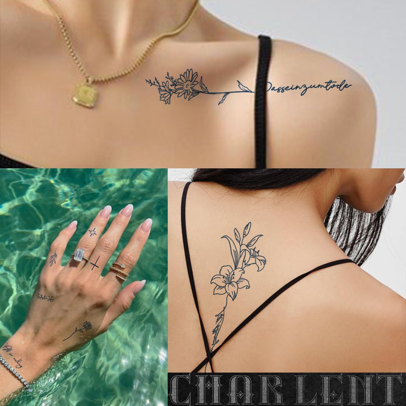 Tatouage CHARLENT: durabilité de 1 à 2 semaines selon la peau