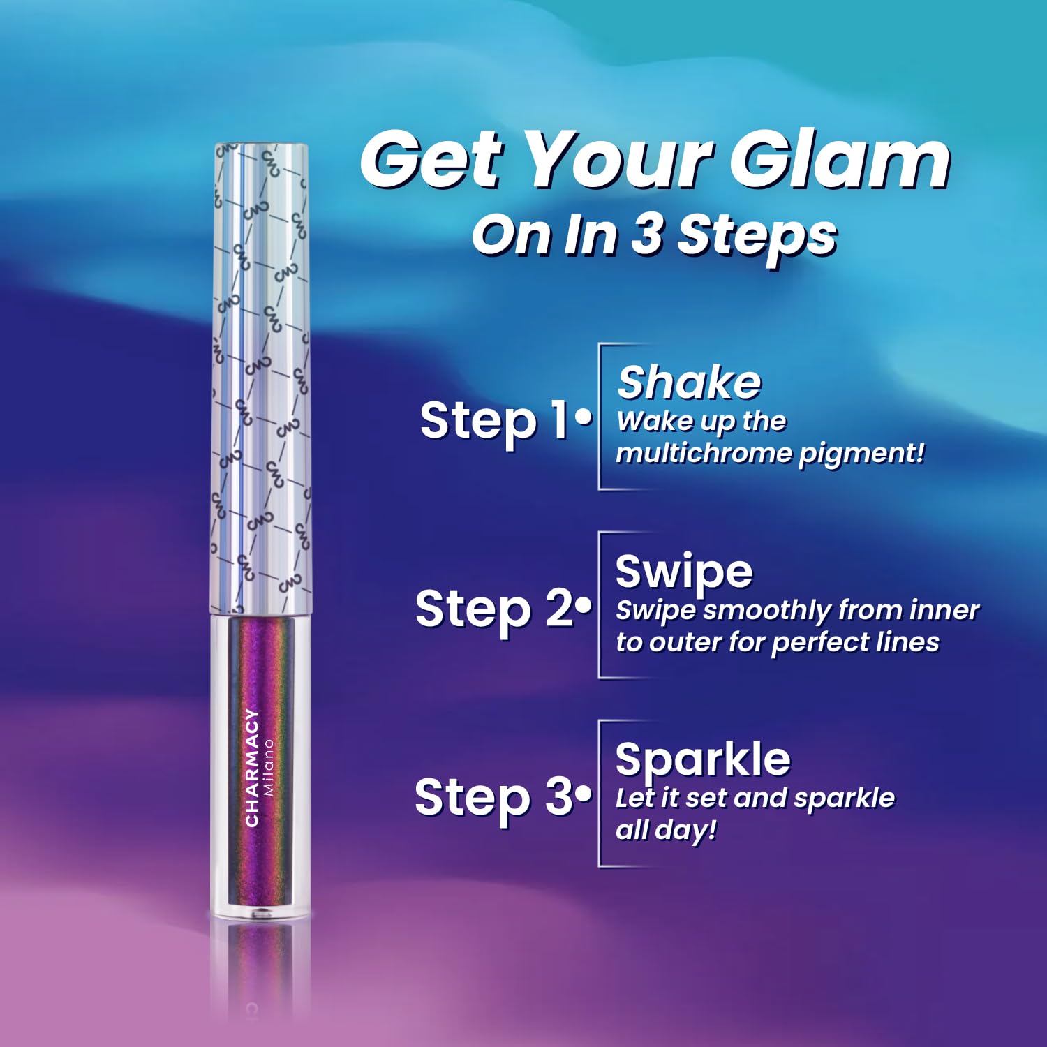 CHARMACY Chameleon Glitter Eyeliner pointe ultra-fine pour tracés précis