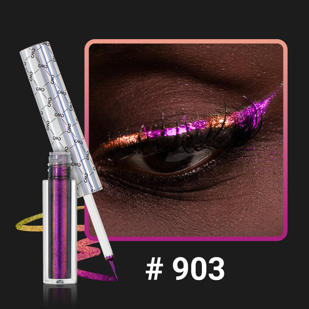 CHARMACY Eye-liner liquide, pointe ultra-fine pour un tracé précis pourpre-or-vert