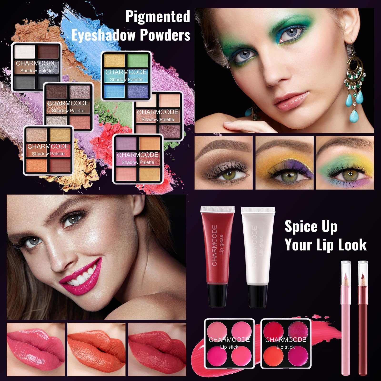CHARMCODE palettes lèvres et yeux compactes: édition pratique et polyvalente