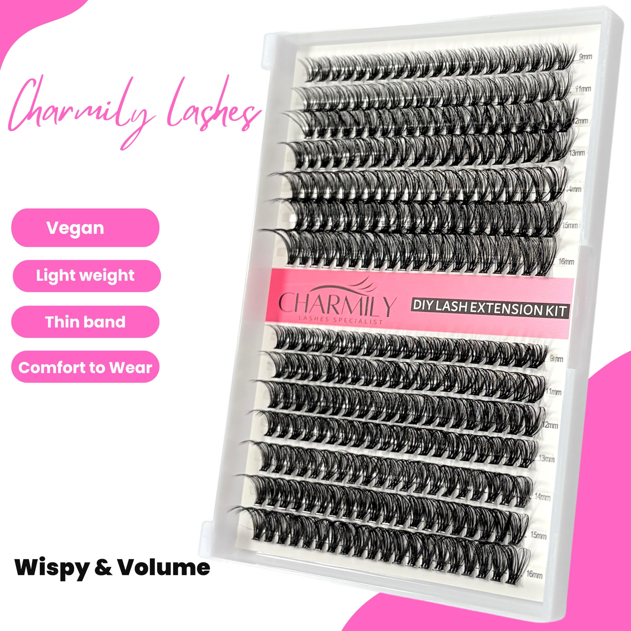Charmily amas de cils 40D-50D, mélange pour volume personnalisable.