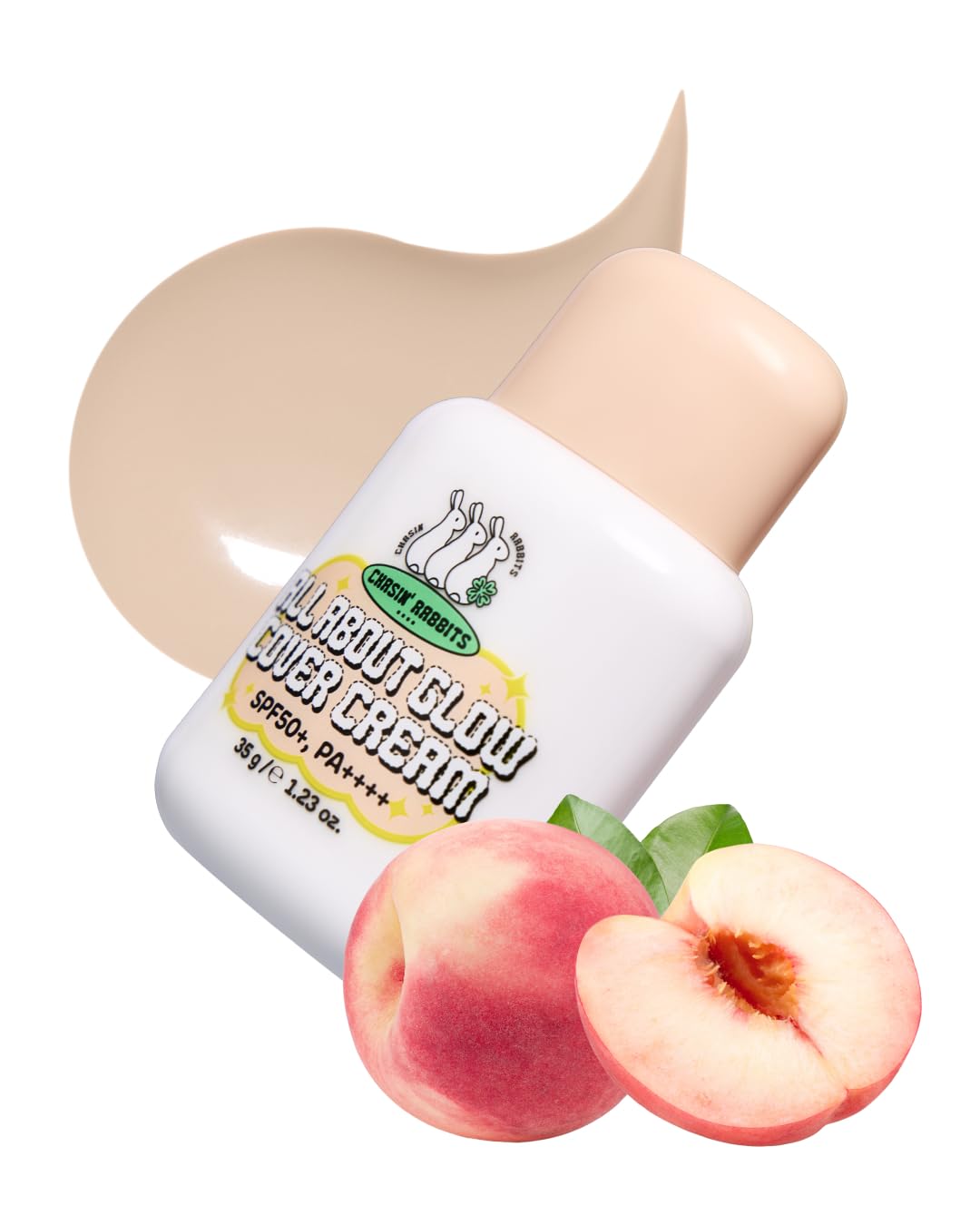 CHASIN' RABBITS All About Glow Cover Cream bottle showing lightweight, breathable radiance.
