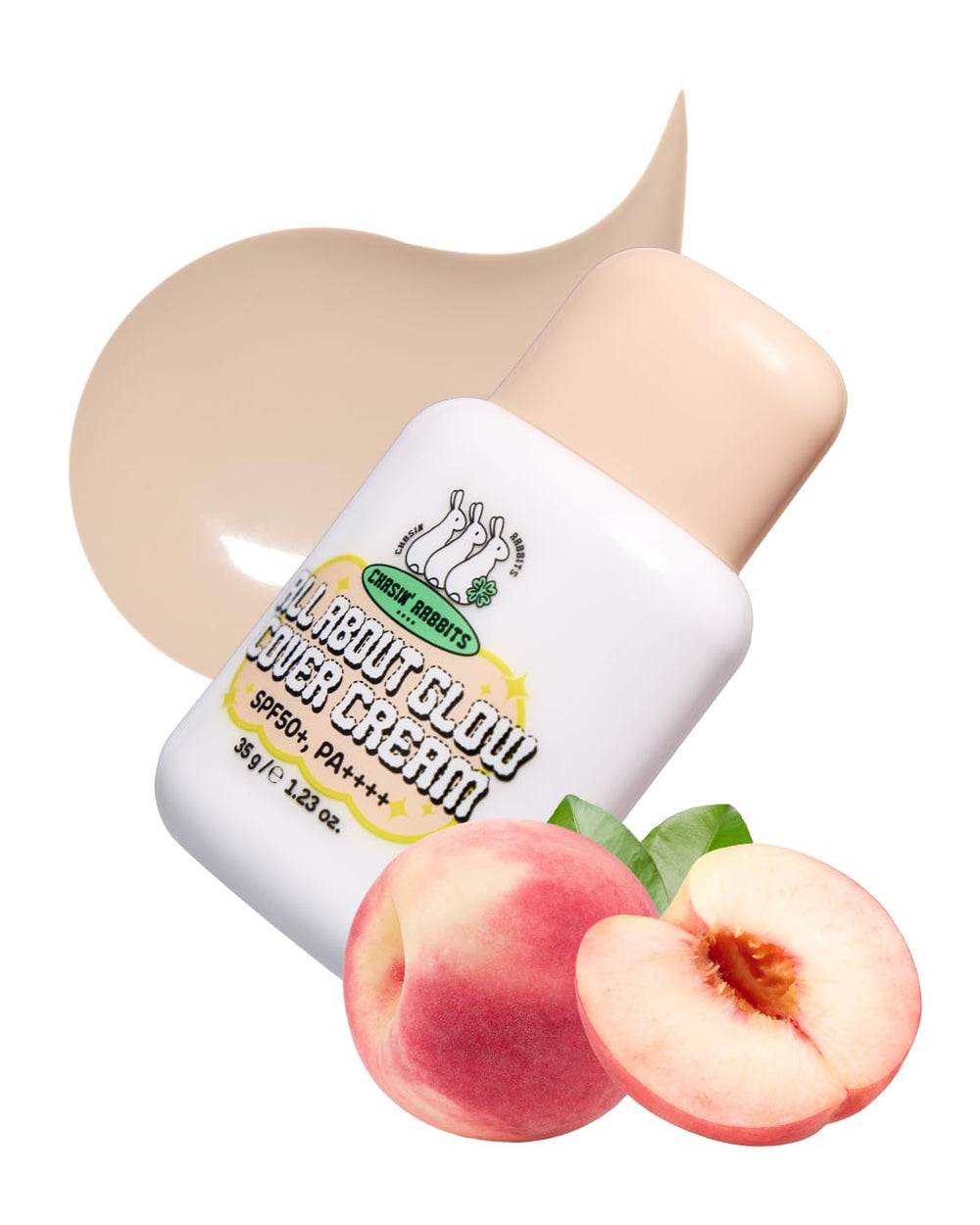 CHASIN' RABBITS All About Glow Cover Cream bottle showing lightweight, breathable radiance.