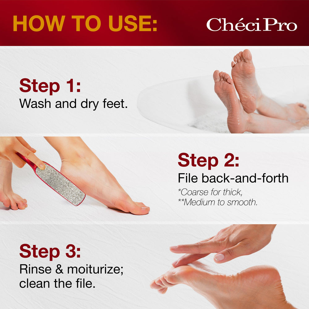 Checi Pro Nickel Foot File grip ergonomique, réduction de la fatigue durant le pédicure.