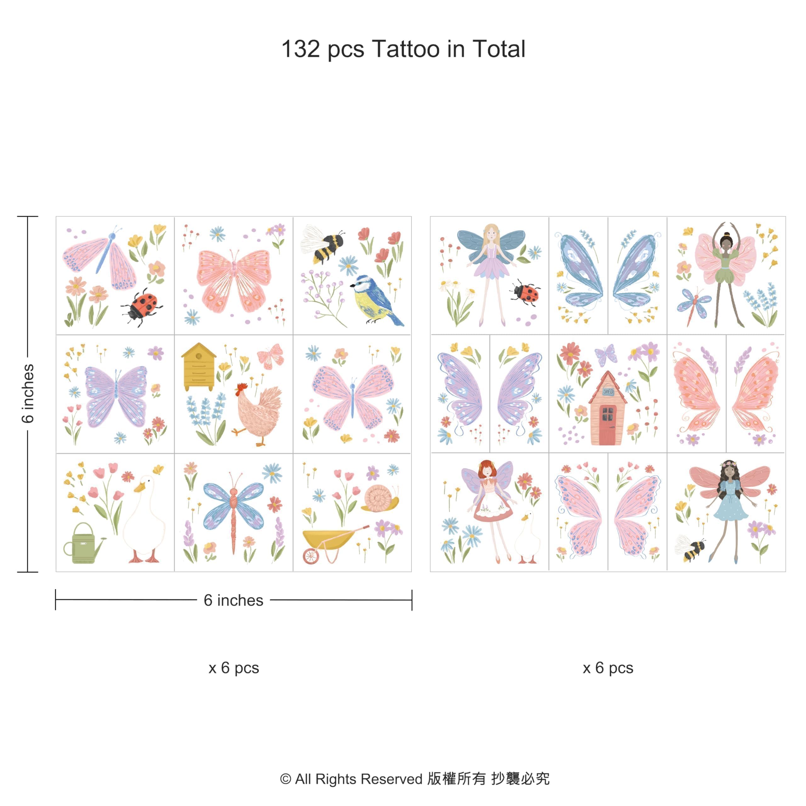 Tatouage Cheerland fées du jardin – papillons colorés pour une fête joyeuse.