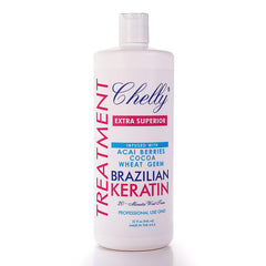 Chelly Kératine Brésil Supérieure Extra, bouteille chocolatée avec soin capillaire nourrissant.
