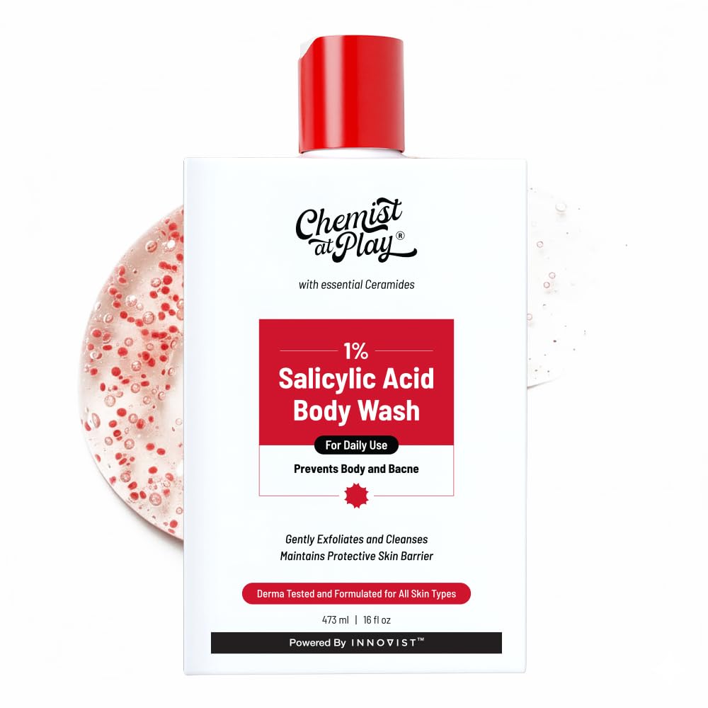 Chemist at Play – flacon gel douche 1% salicylique nettoie en profondeur les pores.