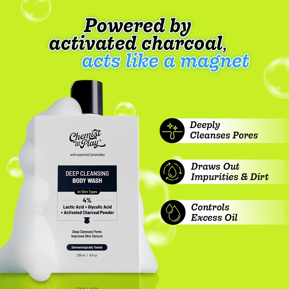 Chemist at Play – Texture mousseuse du gel douche purifiant pour nettoyage en profondeur