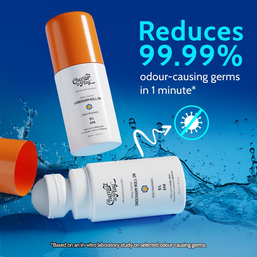 Chemist at Play UnderArm Roll-On: formule sans alcool et sans aluminium pour une utilisation quotidienne.
