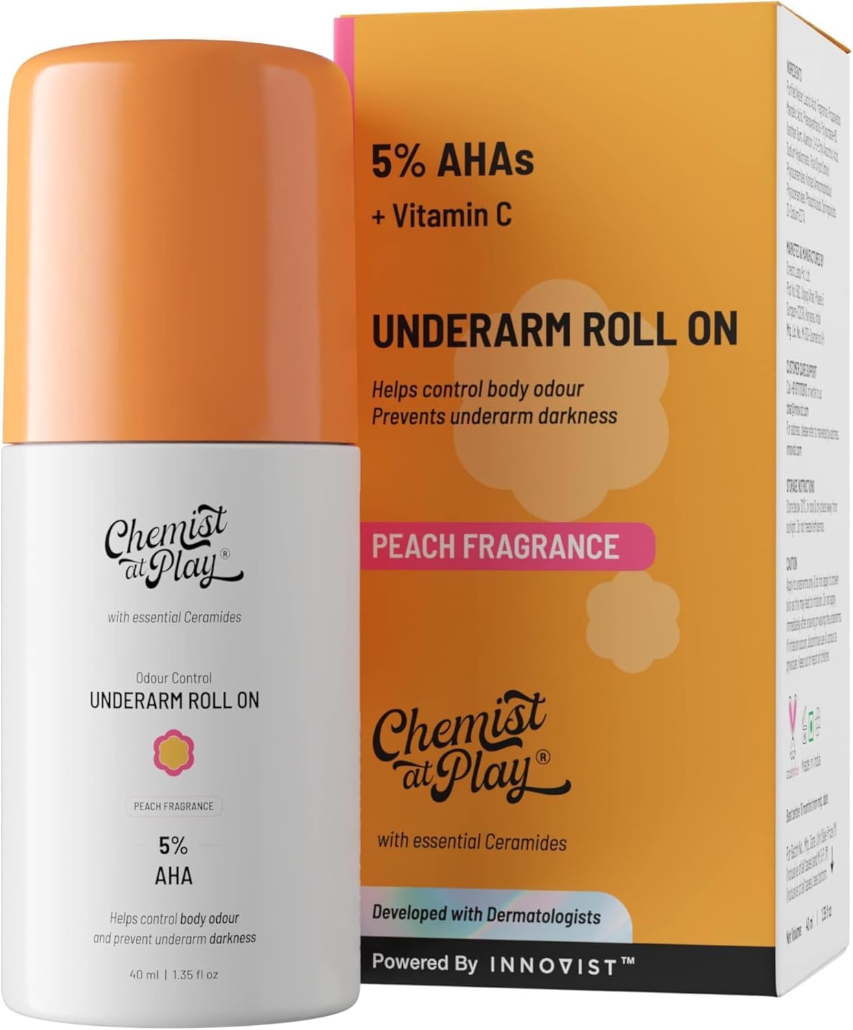 Chemist at Play UnderArm Roll-On adapté peaux sensibles, sans alcool.