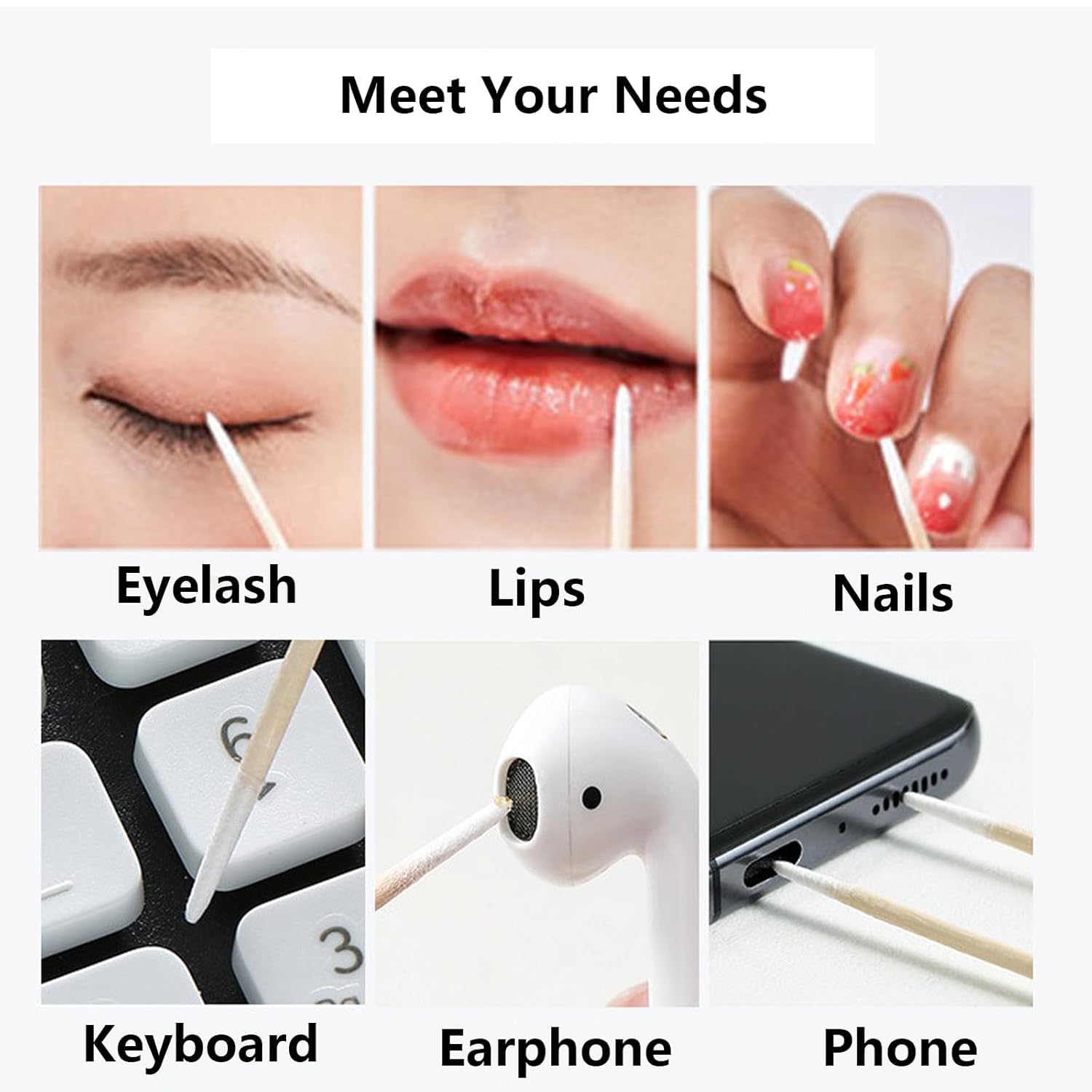 Chenchenchen coton-tiges pointus pour application cosmétique douce et absorbante.