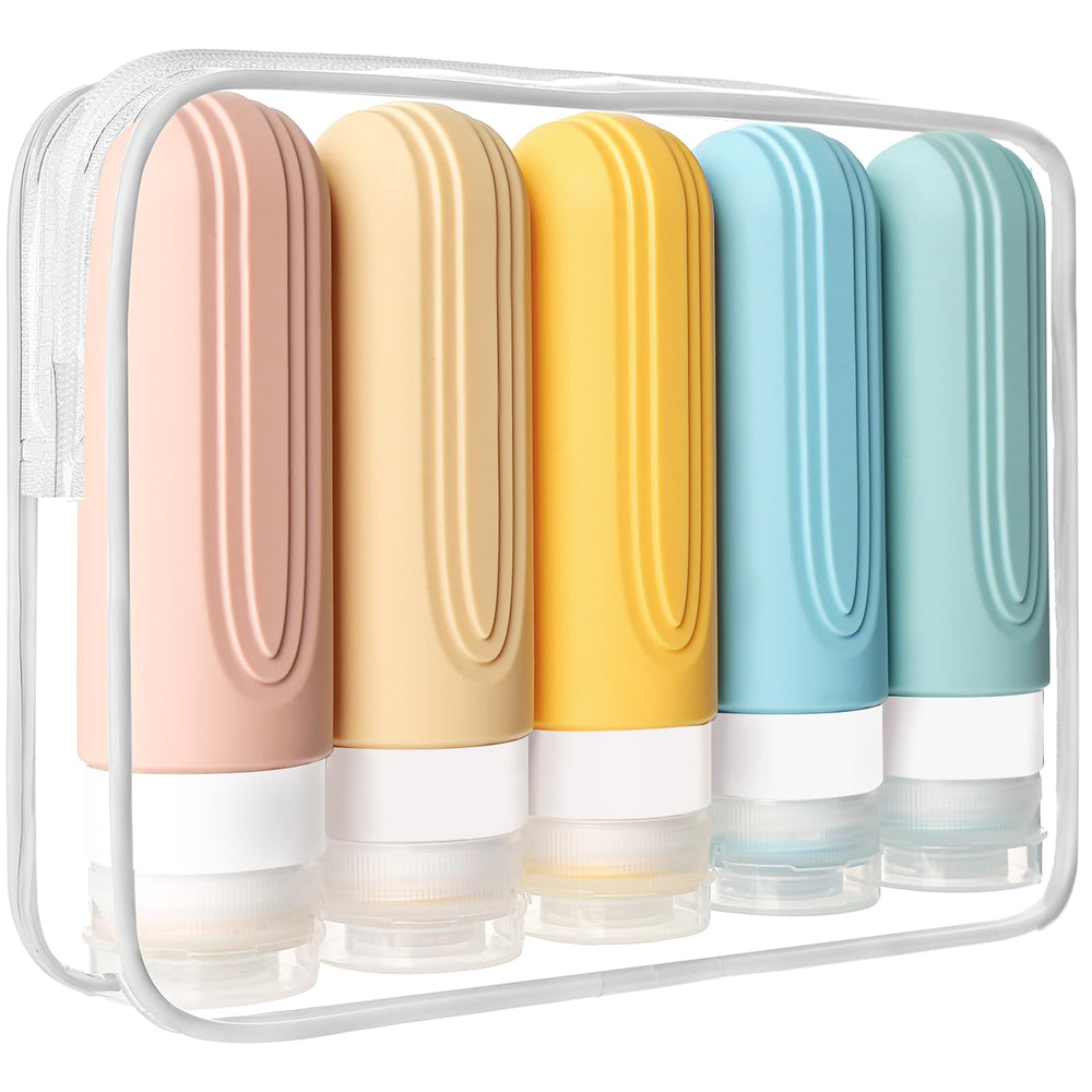 CHEODIN bouteilles voyage en silicone sans BPA, prêtes pour shampoing et soins capillaires.