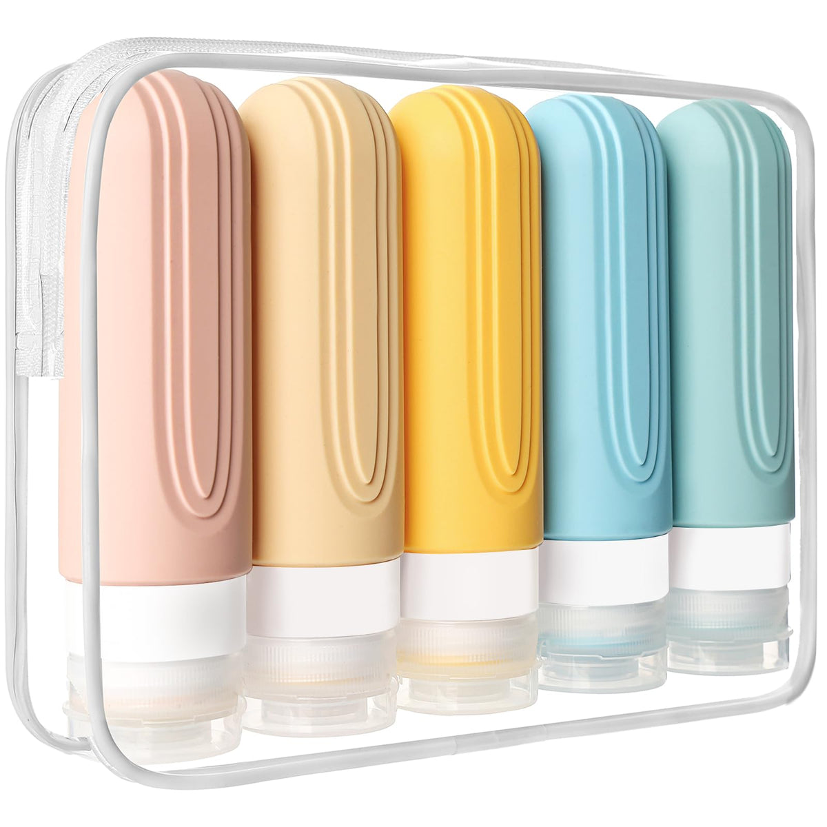 CHEODIN bouteilles voyage en silicone sans BPA, prêtes pour shampoing et soins capillaires.