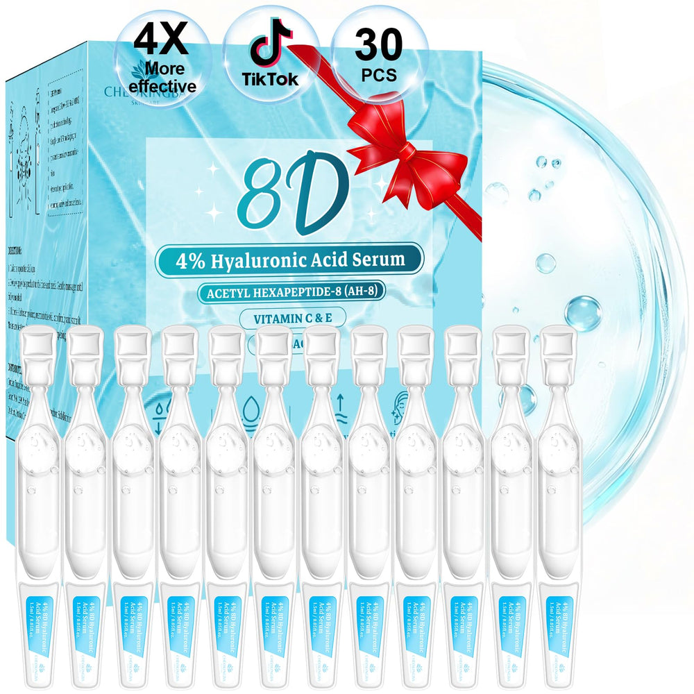 Sérum CHEOKINGBA Hyaluronique 8D en ampoules monodose pour hydratation durable.