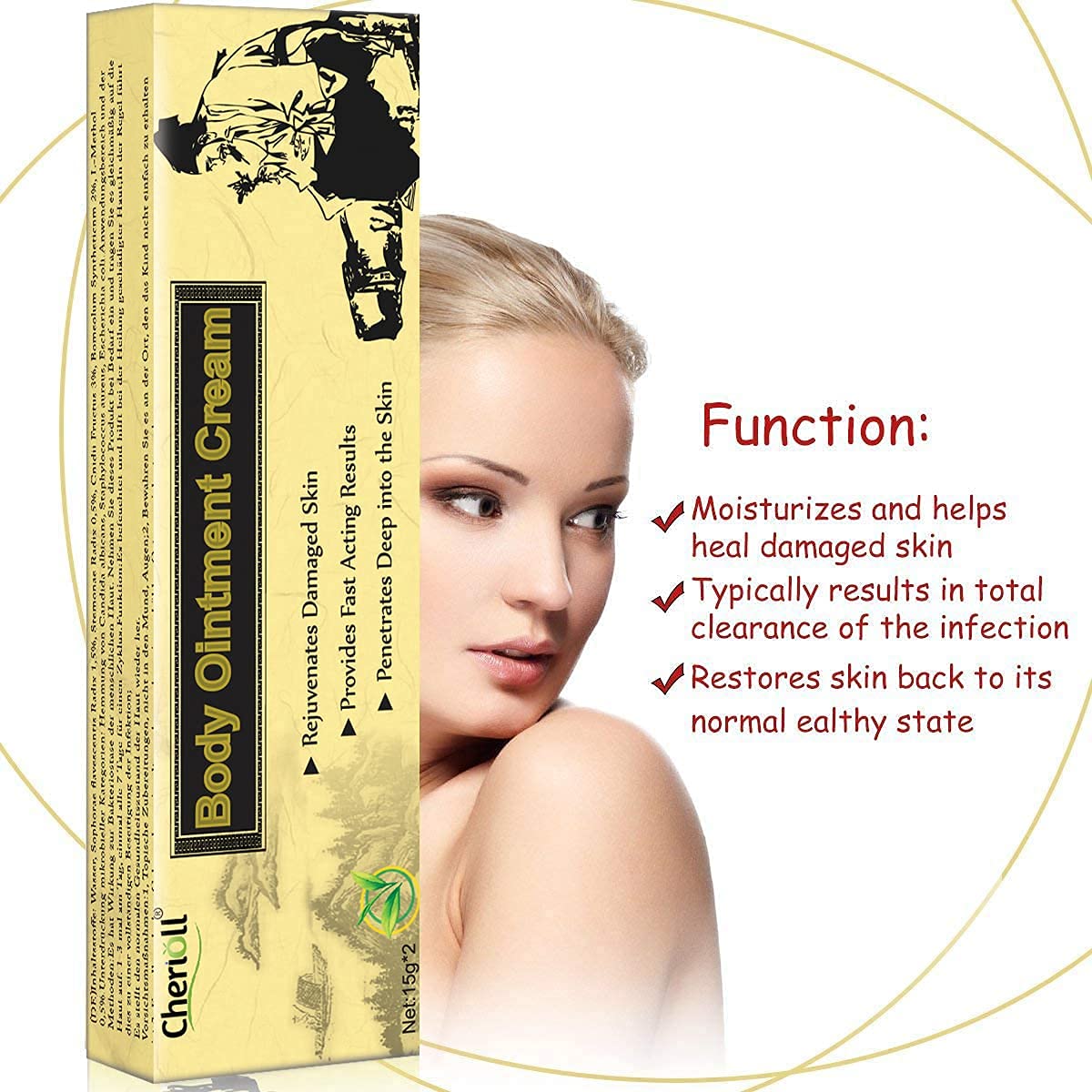Texture crème Cherioll en pot, application facile et absorption rapide.